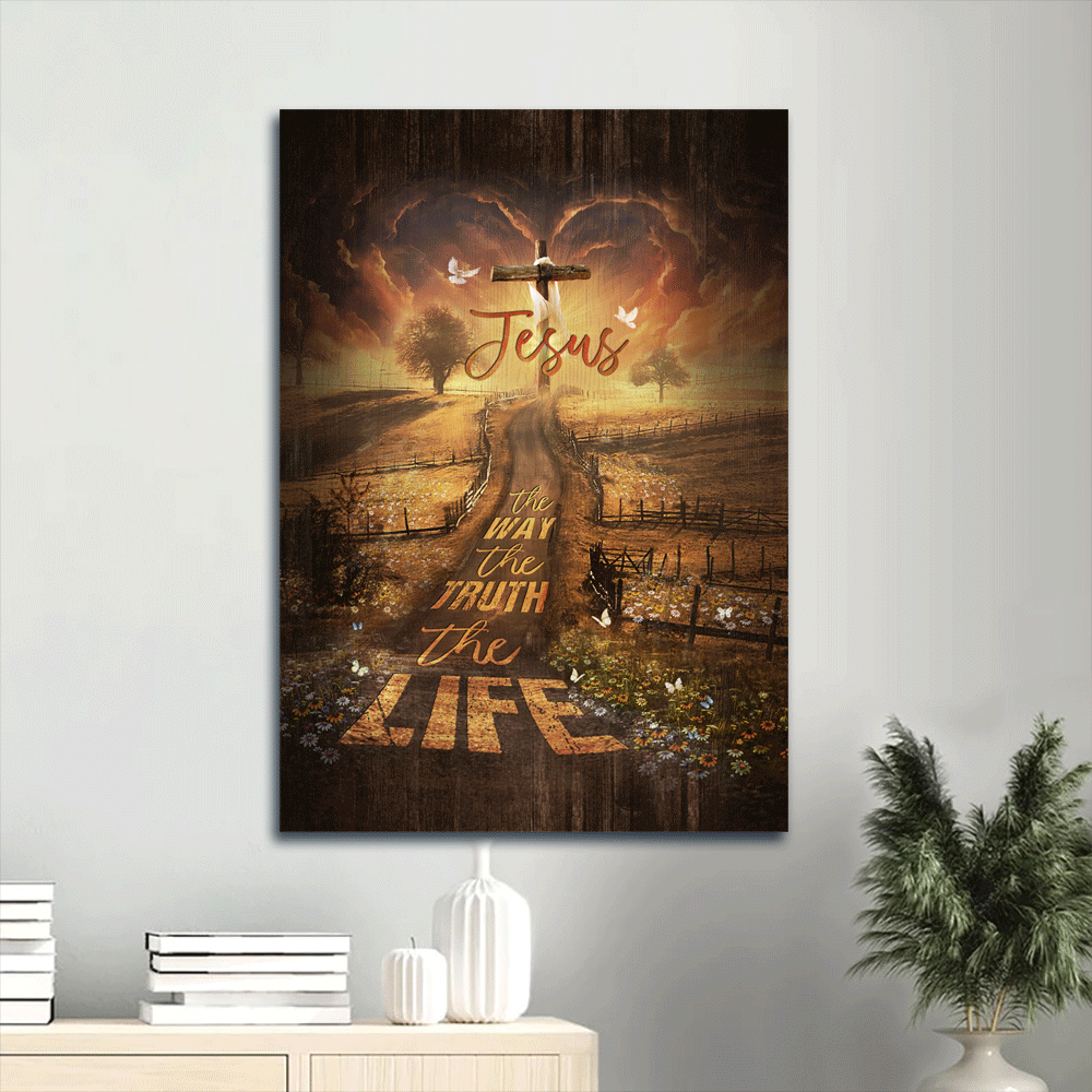 Jesus Portrait Poster Home Decor Gift – Stunning Farm Sunset & Daisy Field – Perfect Gift for Christian Faith – The Way The Truth The Life Jesus Portrait Poster Home Decor Gift – Stunning Farm Sunset & Daisy Field – Perfect Gift for Christian Faith – The Way The Truth The Life