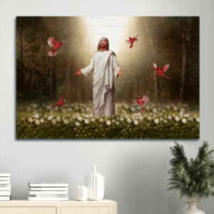 Jesus Landscape Poster - Stunning Forest Painting for Christian Home Decor Gift