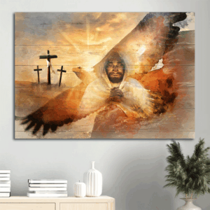 Bald Eagle & Crosses Jesus Landscape Poster: Inspirational Christian Home Decor Gift