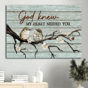 Jesus Landscape & White Jasmine Poster Home Decor Gift - Christian Gift with Baby Hummingbirds God Knew My Heart Needed You