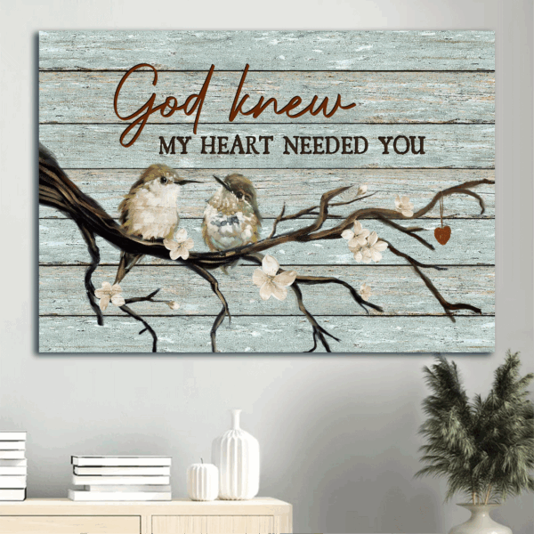 Jesus Landscape & White Jasmine Poster Home Decor Gift – Christian Gift with Baby Hummingbirds God Knew My Heart Needed You