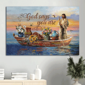 Jesus Landscape Poster Home Decor Gift - Stunning Boat Flower Pot Hummingbird - Christian Gift from God