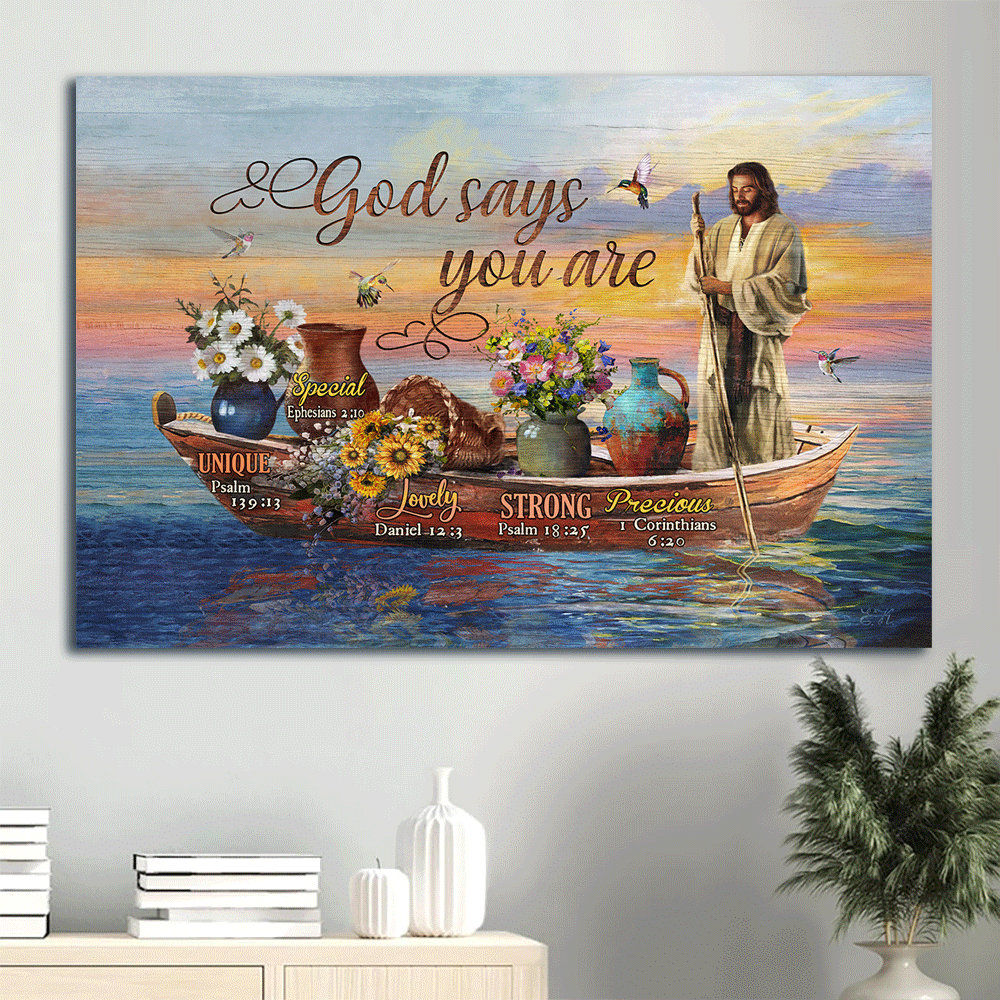 Jesus Landscape Poster Home Decor Gift – Stunning Boat Flower Pot Hummingbird – Christian Gift from God Jesus Landscape Poster Home Decor Gift – Stunning Boat Flower Pot Hummingbird – Christian Gift from God