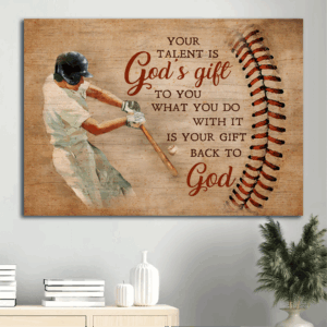 Jesus Landscape Poster Home Decor Gift - Baseball Bat & Sport Drawing - Gift for Christian - Your Talent is God s Gift