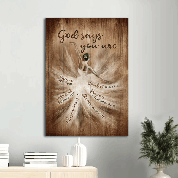 Vintage Ballerina Drawing Jesus Portrait Poster Home Decor Gift – Christian God Says You Are