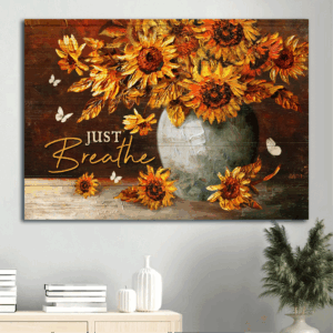 Religious Christian Jesus Landscape Poster - Sunflower Painting Motivational Quote Inspirational Home Decor Gift
