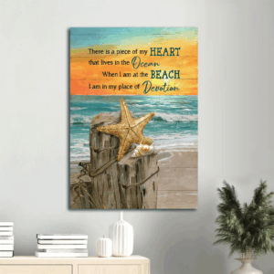 Jesus Portrait Poster Home Decor Gift - Stunning Starfish Blue Ocean Orange Sunset - Perfect Christian Gift