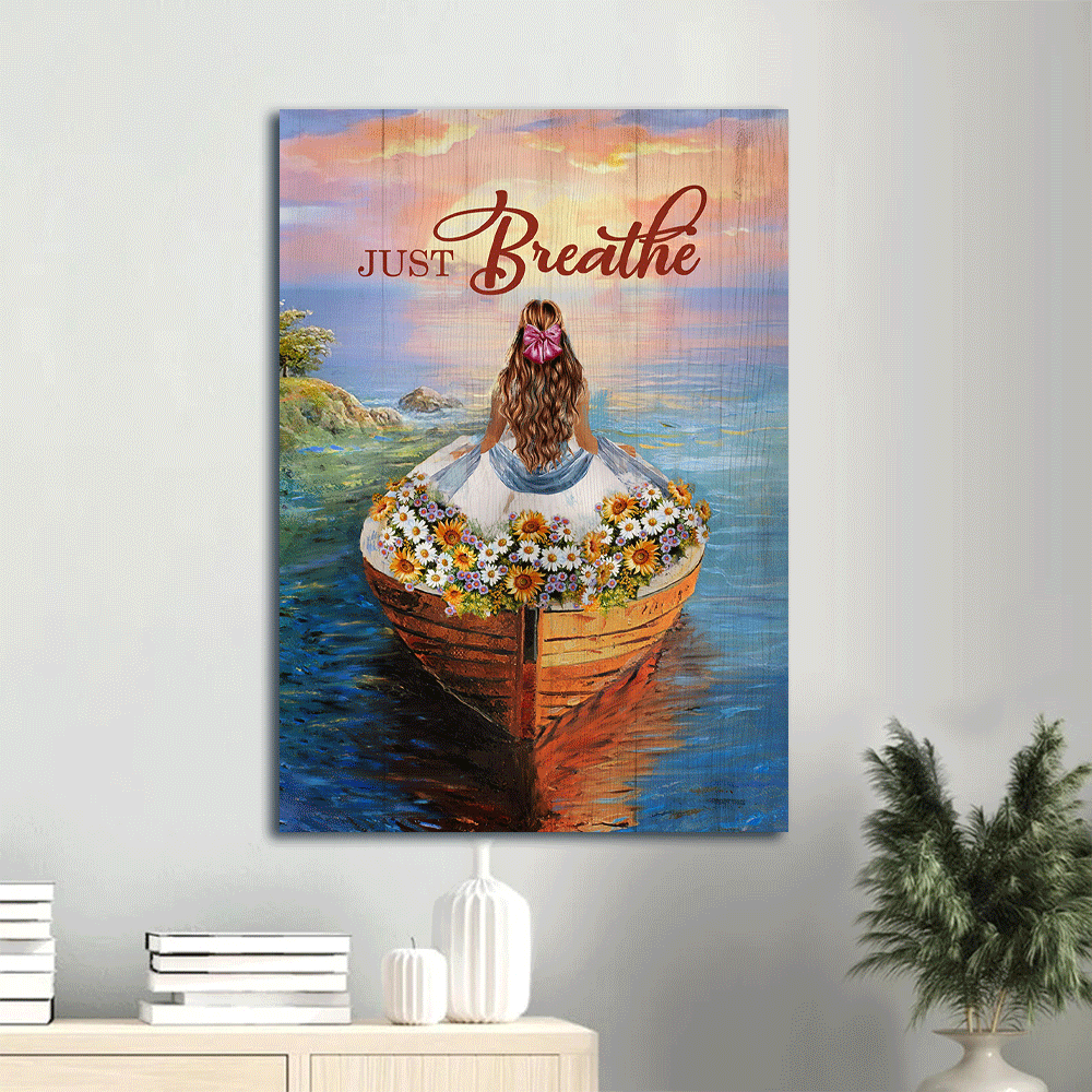Jesus Portrait Poster Home Decor Gift – Stunning Boat Watercolor Flower Elegant Girl Beautiful Sunset – Gift for Christian – Just Breathe Jesus Portrait Poster Home Decor Gift – Stunning Boat Watercolor Flower Elegant Girl Beautiful Sunset – Gift for Christian – Just Breathe