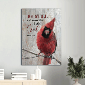 Red Cardinal Jesus Portrait Poster Home Decor Gift - Christian Gift - Be Still and Know