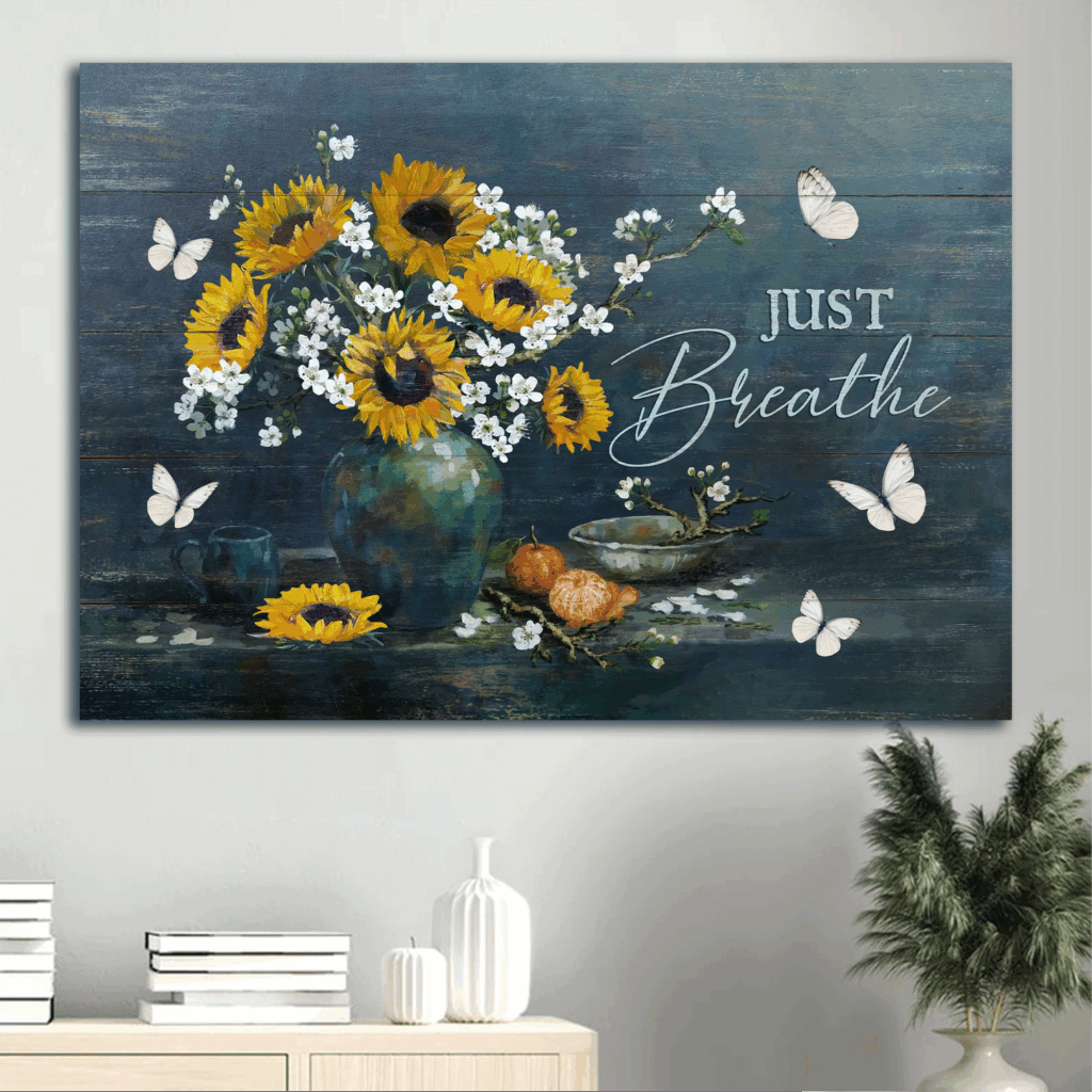 Jesus Landscape Poster Home Decor – Sunflower Painting White Butterfly Inspirational Christian Gift Jesus Landscape Poster Home Decor – Sunflower Painting White Butterfly Inspirational Christian Gift