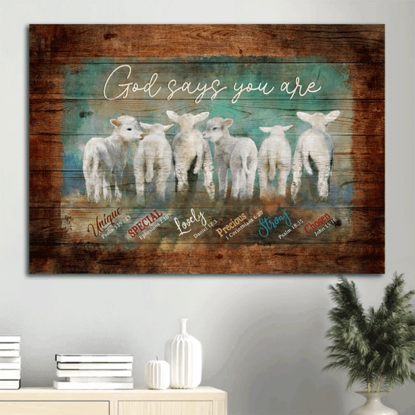 Unique Jesus & Baby Lambs Landscape Poster – Religious Christian Home Decor Gift