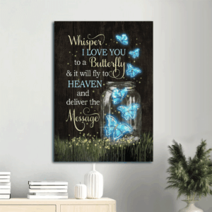 Jesus Portrait Poster Home Decor Gift - Stunning Butterfly & Firefly Drawing - Gift for Christian - Whisper I Love You - 82 characters