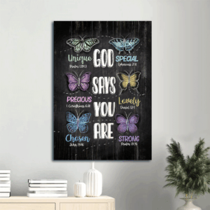 Jesus Portrait Poster with Watercolor Butterflies & Bible Verses - Inspirational Christian Home Decor Gift