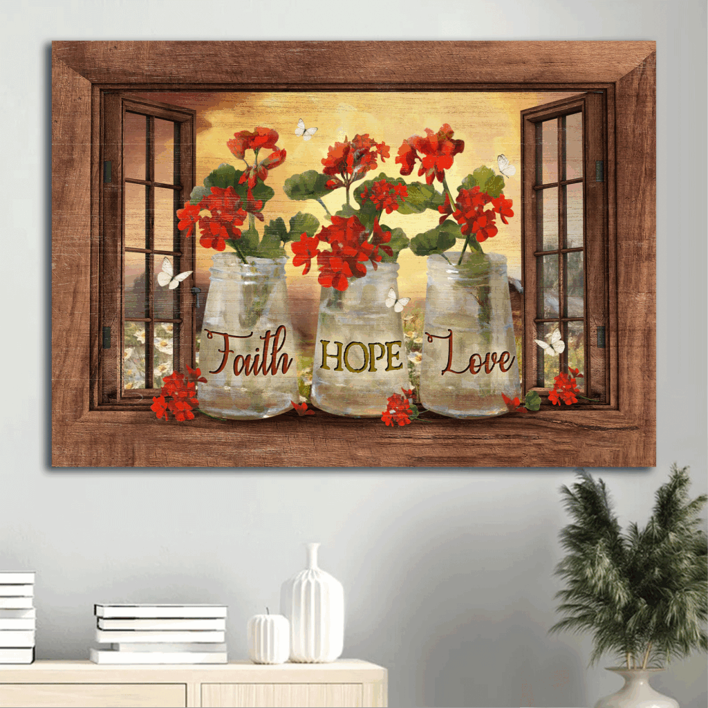 Religious Christian Poster Home Decor – Jesus Landscape with White Butterfly & Wooden Windows – Faith Hope Love Gift Religious Christian Poster Home Decor – Jesus Landscape with White Butterfly & Wooden Windows – Faith Hope Love Gift