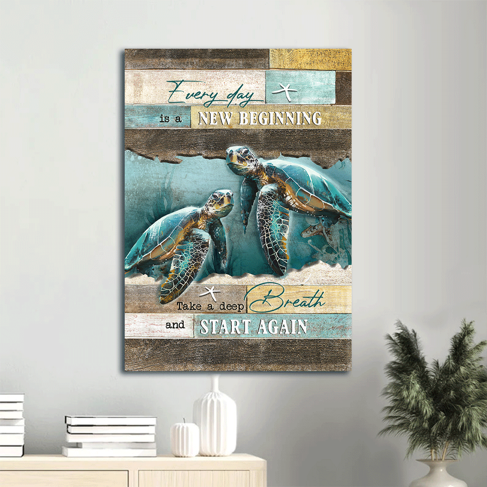 Religious Christian Home Decor Gift: Jesus Sea Turtle & Starfish Portrait Poster – New Beginning Religious Christian Home Decor Gift: Jesus Sea Turtle & Starfish Portrait Poster – New Beginning