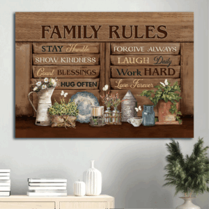 Jesus Landscape Poster: Beautiful Garden & White Butterfly  Poster Home Decor Gift - Christian Gift for Home Decor & Family Rules