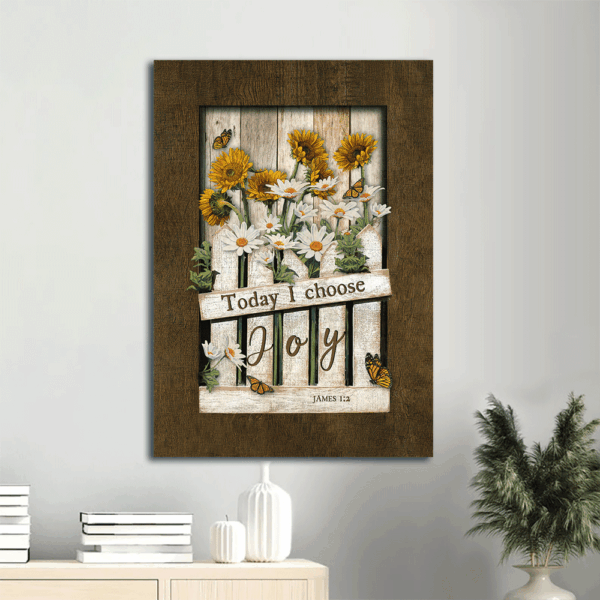 Christian Home Decor Gift: Jesus Portrait Poster with Daisy Sunflower and Butterfly  Poster Home Decor Gift – Today I Choose Joy