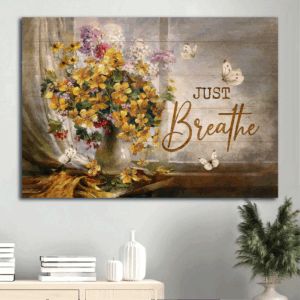 Christian Home Decor Gift: Jesus Landscape Poster with Stunning Flower Painting