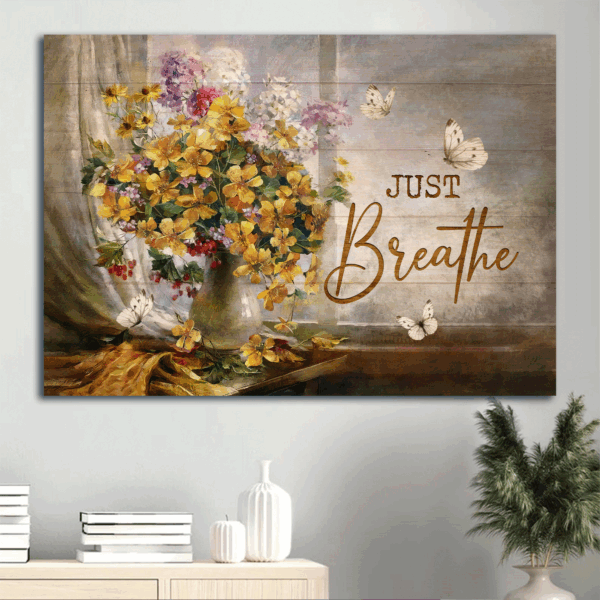 Christian Home Decor Gift: Jesus Landscape Poster with Stunning Flower Painting
