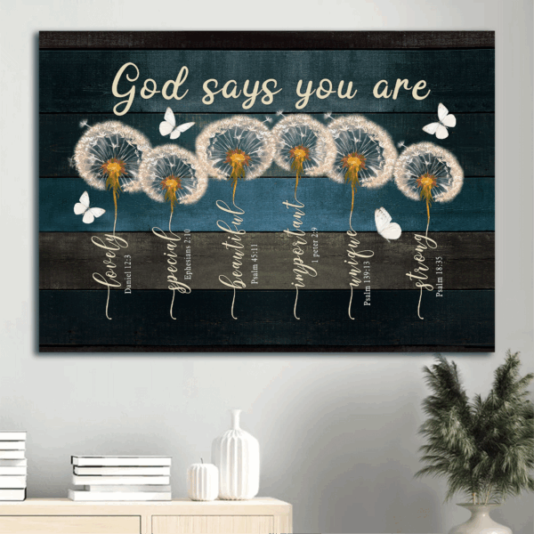 Jesus Landscape & Butterfly Poster Home Decor – Dandelion Gift for Christian – God Says You Are