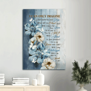 Christian Jesus Portrait Poster Home Decor Gift - Beautiful Flower Painting with Blue Flower and White Butterfly - I Can Only Imagine