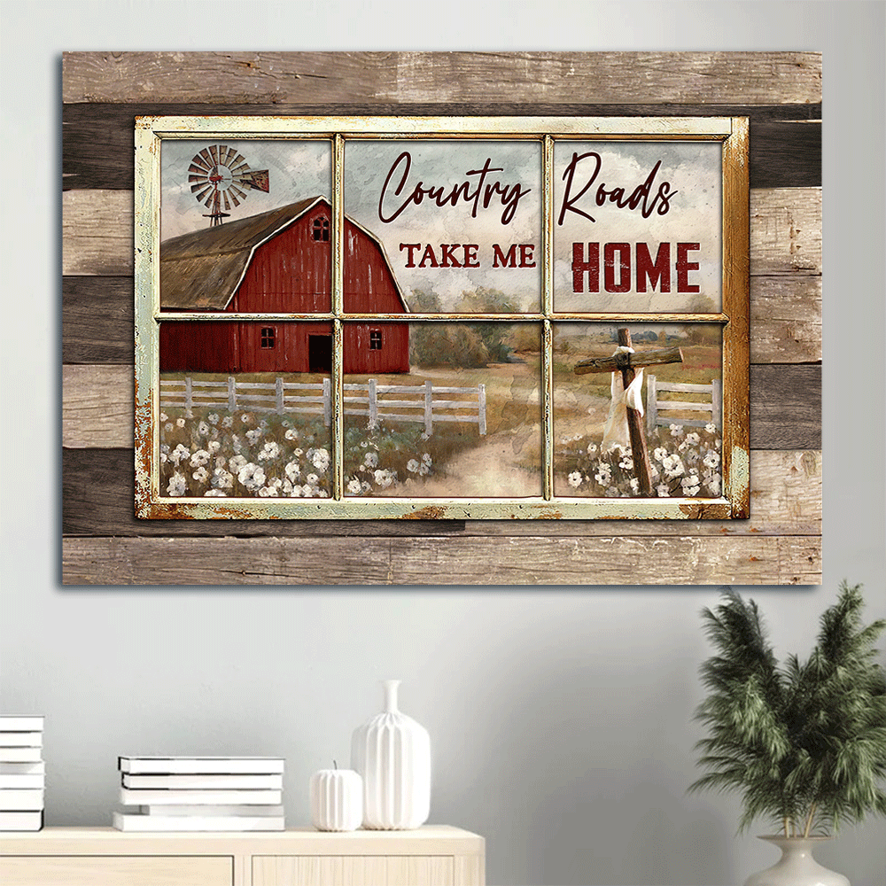 Jesus Landscape Poster Home Decor Gift – Antique Window White Poppy Red House – Gift For Christian – Country Roads Take Me Home Jesus Landscape Poster Home Decor Gift – Antique Window White Poppy Red House – Gift For Christian – Country Roads Take Me Home