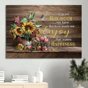 Christian Home Decor Gift: Jesus Landscape Poster with Apple Sunflower Vase and Hummingbird - Bring Happiness to Your Space