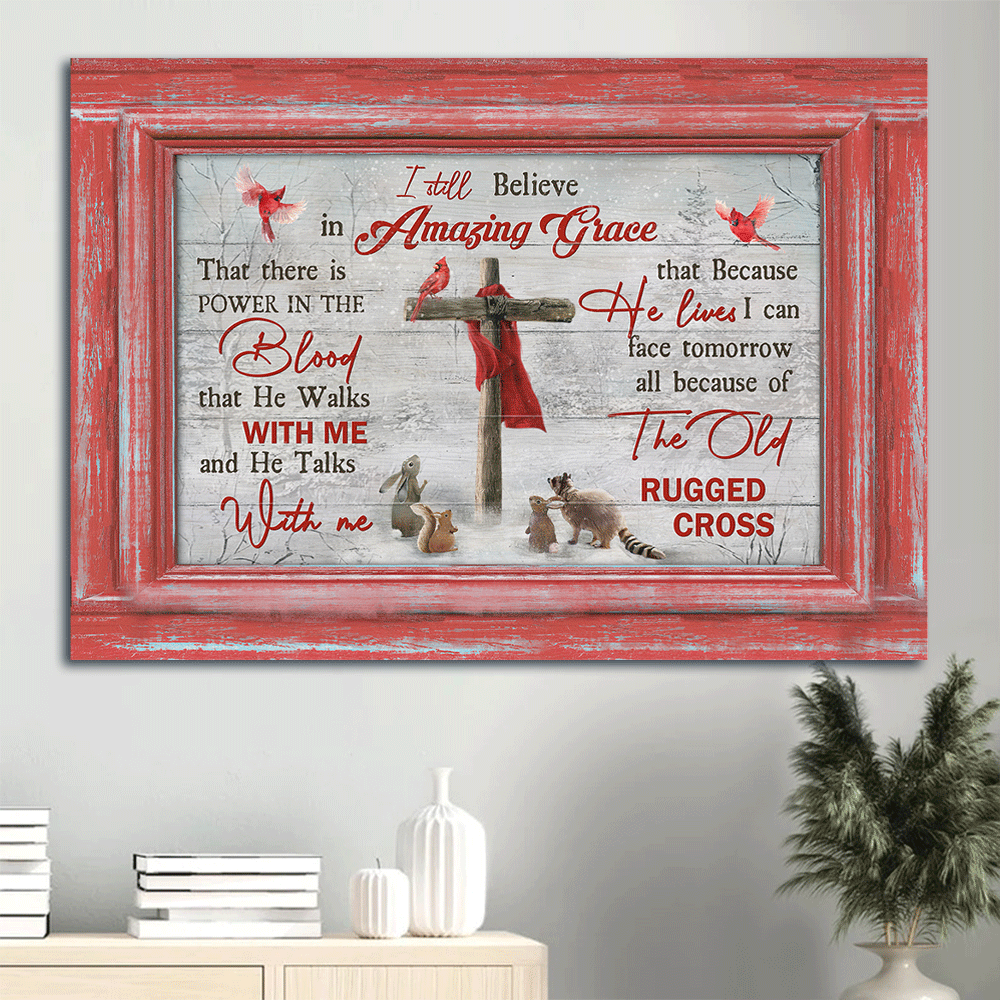 Christian Home Decor Gift: Jesus Landscape Poster with Amazing Grace – Animal Painting and Wooden Cross Christian Home Decor Gift: Jesus Landscape Poster with Amazing Grace – Animal Painting and Wooden Cross