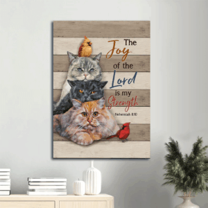 Christian Home Decor Gifts: Jesus & Cardinal Portrait Posters - Joy of the Lord is My Strength