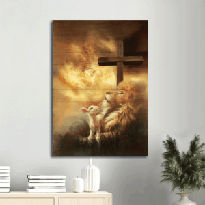 Jesus Lion and Lamb Portrait Poster - Lion of Judah Lamb of God  Poster Home Decor Gift - Christian Home Decor Gift