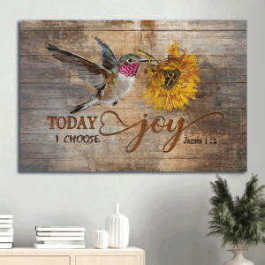 Christian Home Decor Gift: Jesus & Hummingbird Sunflower Landscape Poster - Choose Joy