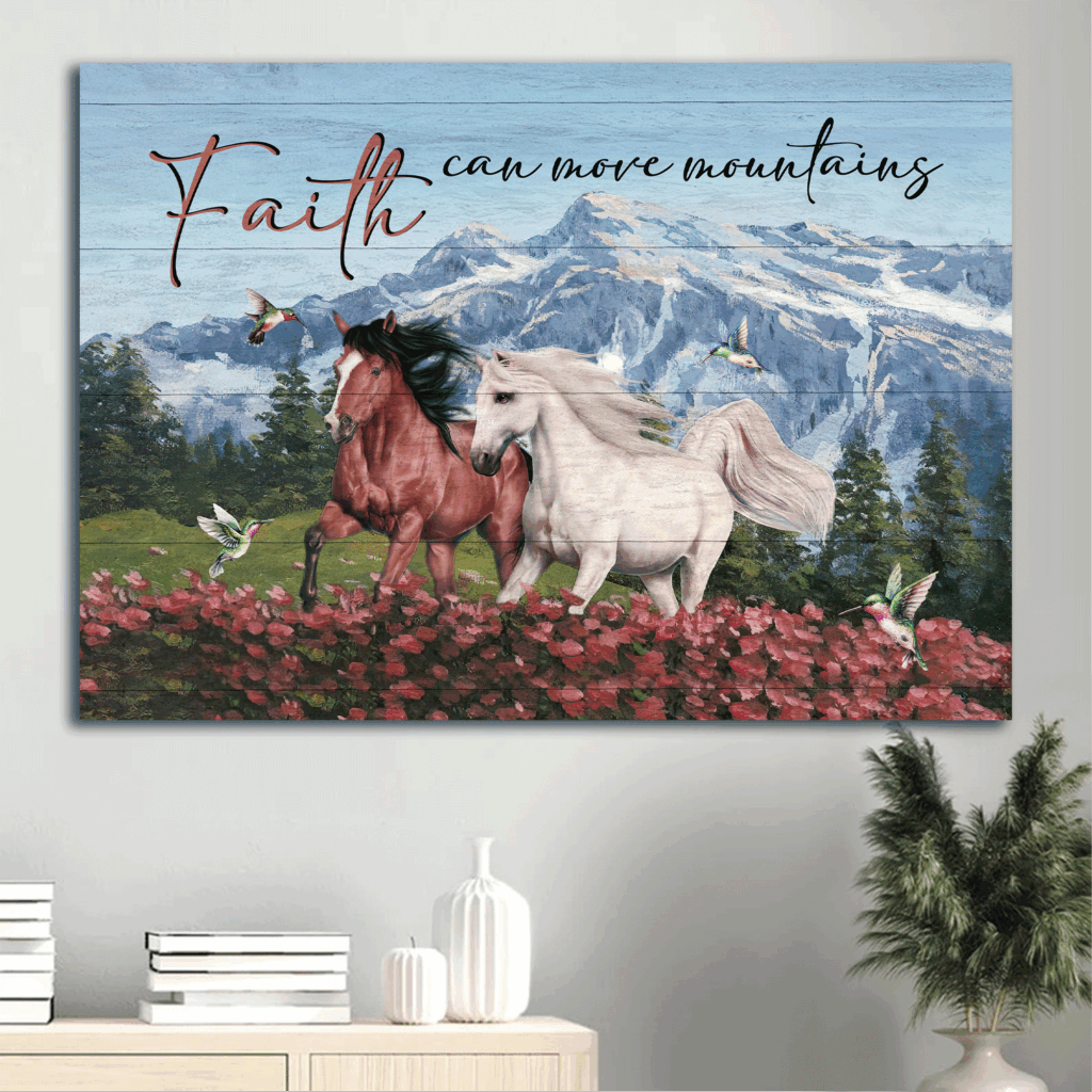 Jesus Landscape Poster Home Decor Gift – Beautiful Horses Pink Flower Field Hummingbird Poster Home Decor Gift – Gift for Christian – Faith Can Move Mountains Jesus Landscape Poster Home Decor Gift – Beautiful Horses Pink Flower Field Hummingbird Poster Home Decor Gift – Gift for Christian – Faith Can Move Mountains