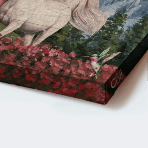 Jesus Landscape Poster Home Decor Gift - Beautiful Horses Pink Flower Field Hummingbird Poster Home Decor Gift - Gift for Christian - Faith Can Move Mountains 1