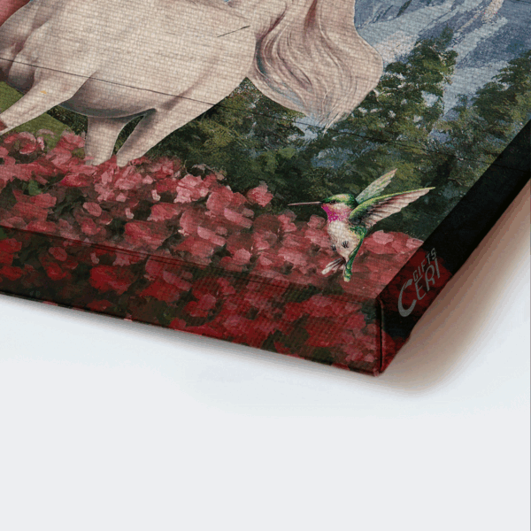 Jesus Landscape Poster Home Decor Gift – Beautiful Horses Pink Flower Field Hummingbird  Poster Home Decor Gift – Gift for Christian – Faith Can Move Mountains
