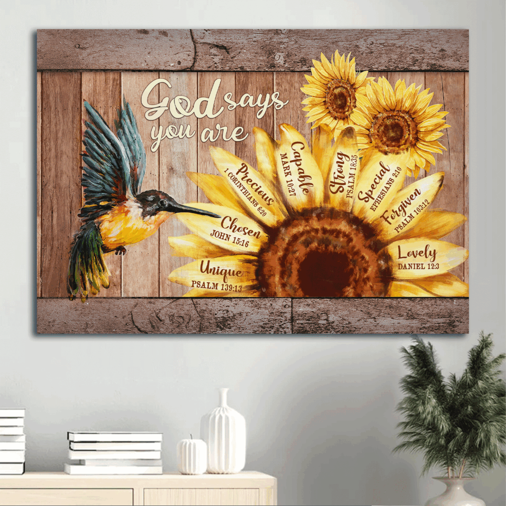 Christian Home Decor Gift: Jesus Landscape Poster with Hummingbird and Sunflower Poster Home Decor Gift Christian Home Decor Gift: Jesus Landscape Poster with Hummingbird and Sunflower Poster Home Decor Gift
