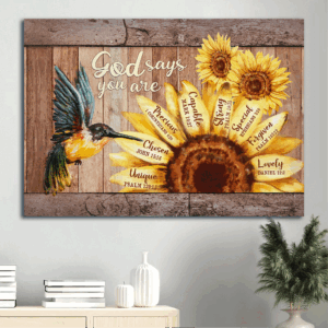 Christian Home Decor Gift: Jesus Landscape Poster with Hummingbird and Sunflower  Poster Home Decor Gift