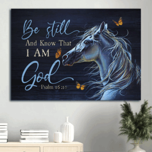 Jesus Landscape Poster Home Decor Gift: Beautiful Horse & Butterfly  Poster Home Decor Gift for Christian - Be Still & Know God