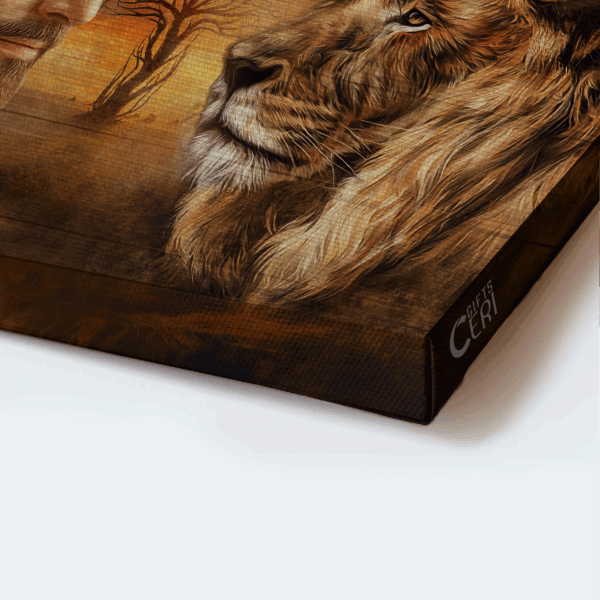 Beautiful Jesus and Lion of Judah Landscape Poster – Christian Home Decor Gift