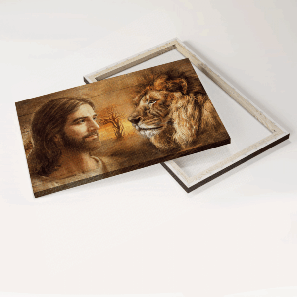 Beautiful Jesus and Lion of Judah Landscape Poster – Christian Home Decor Gift