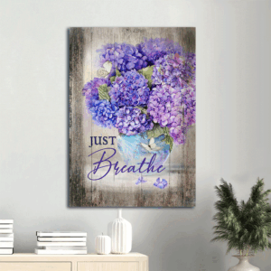 Jesus Portrait Poster: Hydrangea Purple Flower  Poster Home Decor Gift Home Decor Gift for Christians - Just Breathe