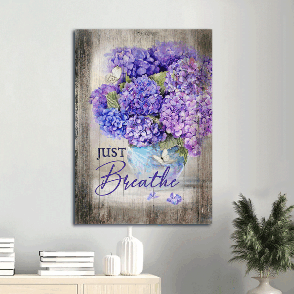 Jesus Portrait Poster: Hydrangea Purple Flower  Poster Home Decor Gift Home Decor Gift for Christians – Just Breathe
