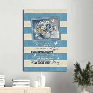 Christian Home Decor Gift: Jesus Portrait Poster with Daisy Drawing and White Butterfly on Blue  Poster Home Decor Gift