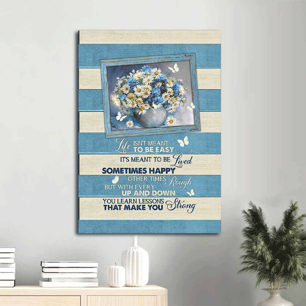 Christian Home Decor Gift: Jesus Portrait Poster with Daisy Drawing and White Butterfly on Blue Poster Home Decor Gift Christian Home Decor Gift: Jesus Portrait Poster with Daisy Drawing and White Butterfly on Blue Poster Home Decor Gift