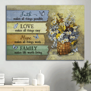 Faith-Inspired Jesus Landscape Poster: Daisy Flower & Blue Butterfly  Poster Home Decor Gift - Perfect Home Decor Gift for Christians