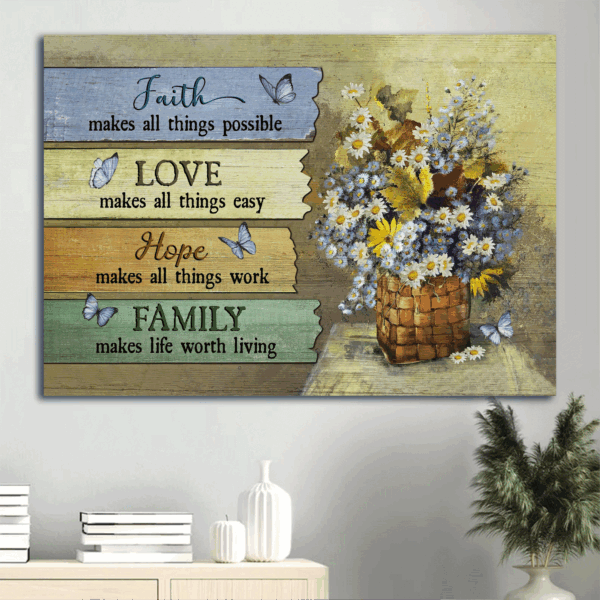 Faith-Inspired Jesus Landscape Poster: Daisy Flower & Blue Butterfly  Poster Home Decor Gift – Perfect Home Decor Gift for Christians