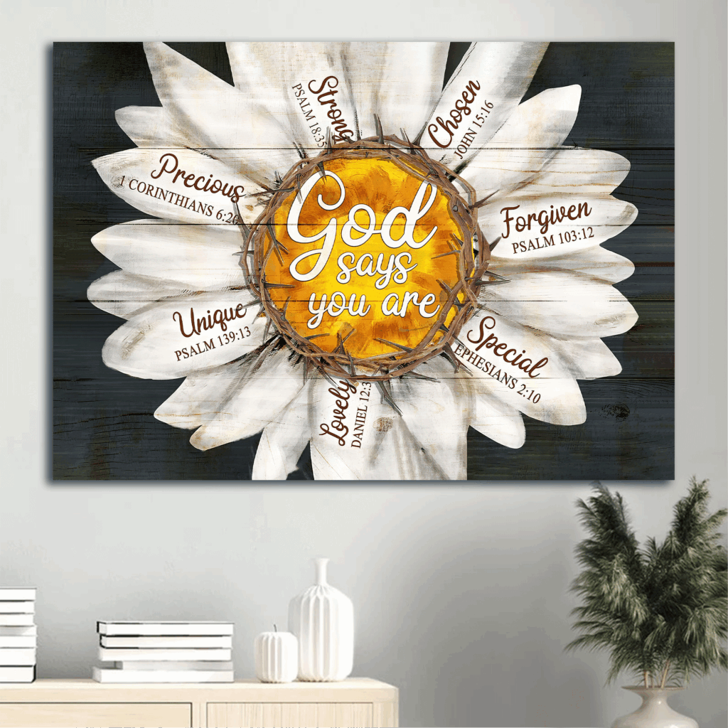 Jesus Landscape Poster Home Decor – Christian Gift with Daisy Flower Poster Home Decor Gift – God Says You Are Jesus Landscape Poster Home Decor – Christian Gift with Daisy Flower Poster Home Decor Gift – God Says You Are
