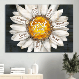 Jesus Landscape Poster Home Decor - Christian Gift with Daisy Flower  Poster Home Decor Gift - God Says You Are