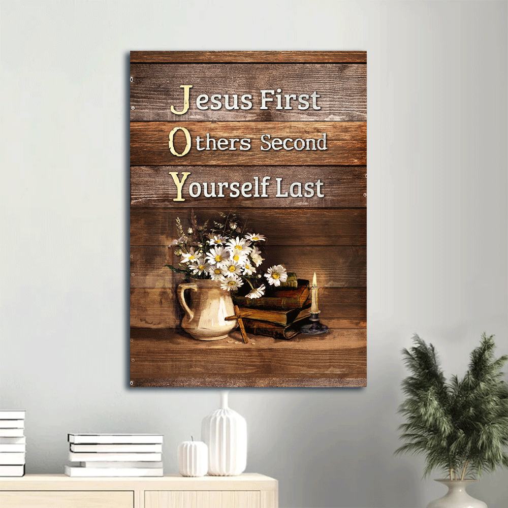 Jesus Portrait Poster Home Decor Gift – Christian Still Life Painting with Wooden Cross Poster Home Decor Gift and Daisy Flower Vase Jesus Portrait Poster Home Decor Gift – Christian Still Life Painting with Wooden Cross Poster Home Decor Gift and Daisy Flower Vase
