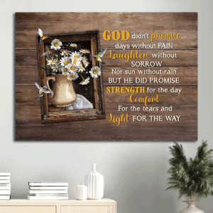Christian Wall Art Gift - Jesus Landscape Poster with Daisy Drawing and Hummingbird  Poster Home Decor Gift - Still Life Painting for Home Decor - God Didn t Promise Days Without Pain