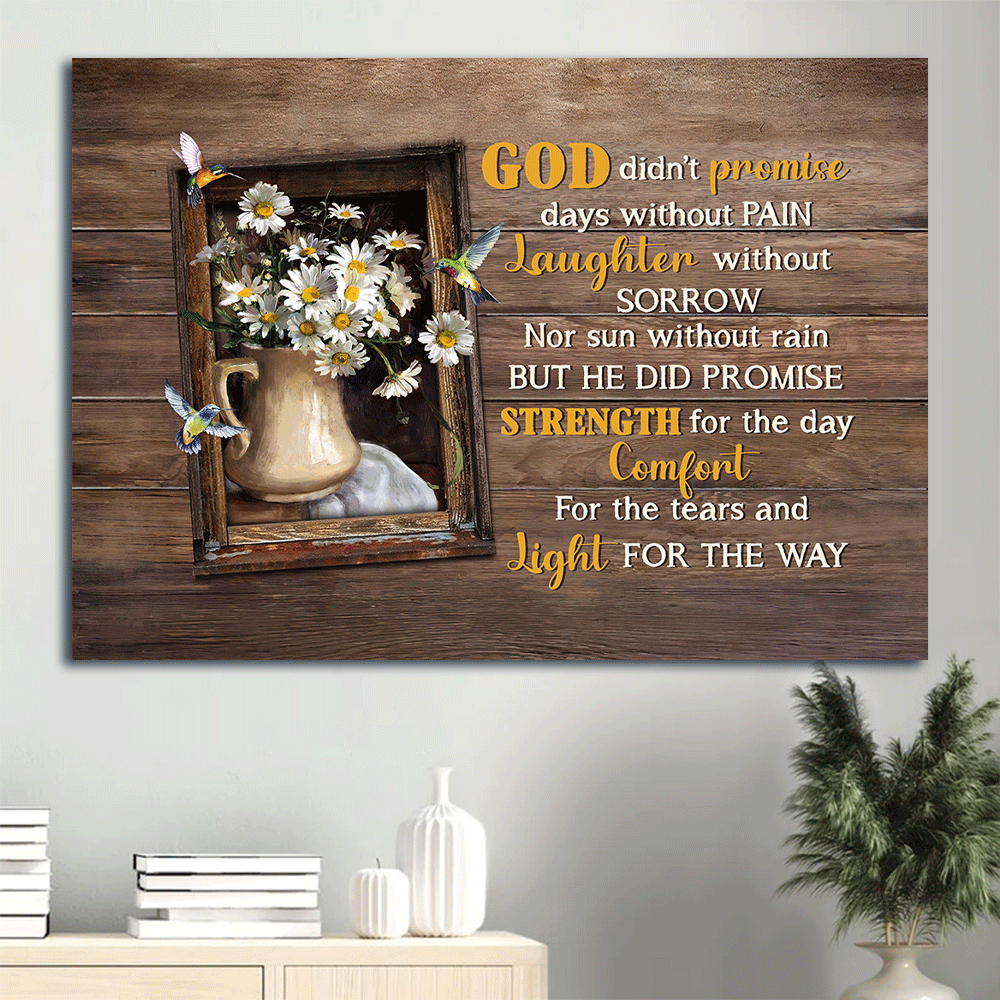 Christian Wall Art Gift – Jesus Landscape Poster with Daisy Drawing and Hummingbird Poster Home Decor Gift – Still Life Painting for Home Decor – God Didn t Promise Days Without Pain Christian Wall Art Gift – Jesus Landscape Poster with Daisy Drawing and Hummingbird Poster Home Decor Gift – Still Life Painting for Home Decor – God Didn t Promise Days Without Pain